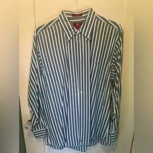 Nordstrom Classic Men's Shirt in Green and White Stripes